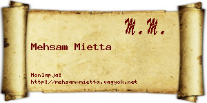 Mehsam Mietta névjegykártya